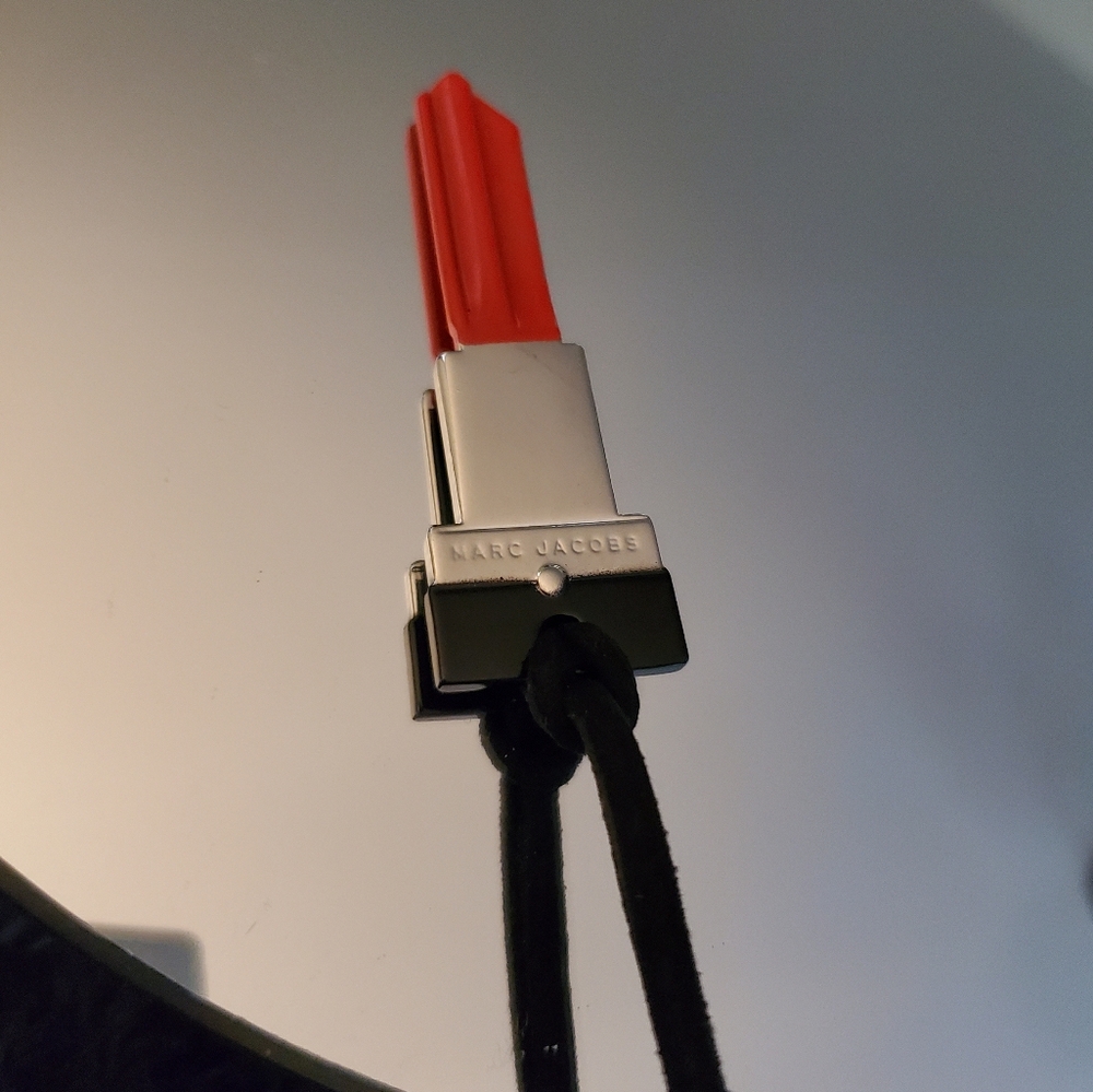 Marc Jacobs NWT Black Leather & Red, Silver Lipstick Key Charm Pendant Necklace - Picture 2 of 5